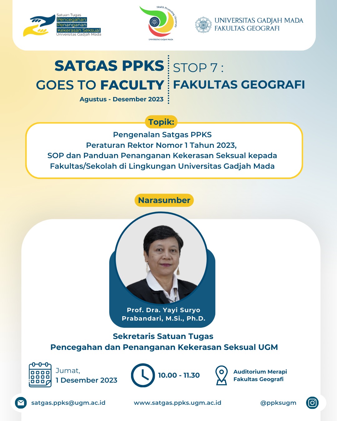 Satgas PPKS Goes To Faculty: Fakultas Geografi – Satgas Pencegahan dan ...